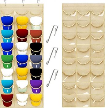  Hat Holder Hanger with 24 Clear Deep Pockets￼