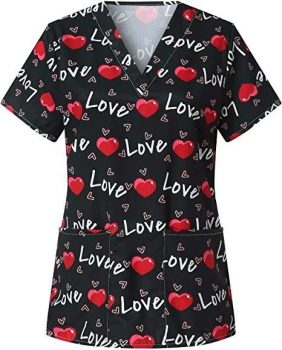 Valentine’s Day V-Neck Nurse Fashion Top Women