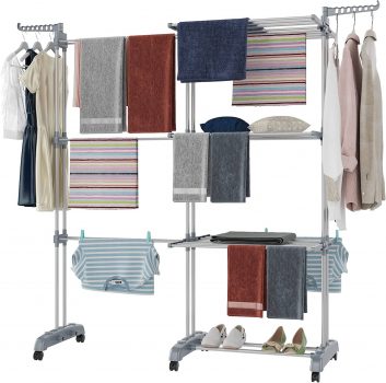  Large 4-Tier Folding Laundry Rack￼