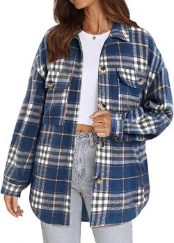 Women Flannel Plaid Shackets