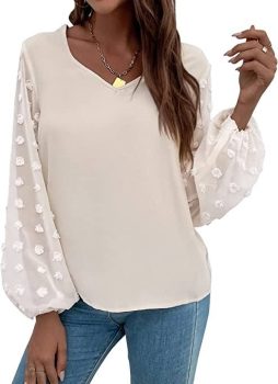  Women Casual Long Sleeve Blouse￼