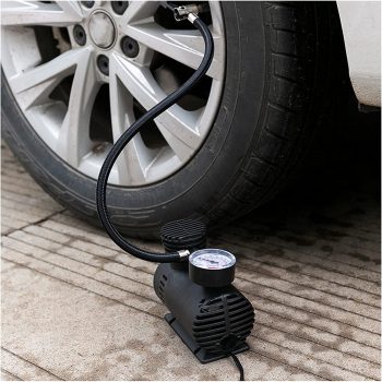 Tire Inflator 12V DC Portable Air Compressor Air Pump with Mechanical Pressure Gauge￼