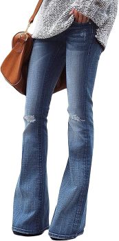 Women Ripped Flare Bell Bottom Jeans