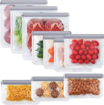 10 Pack Reusable Ziplock Bags Silicone