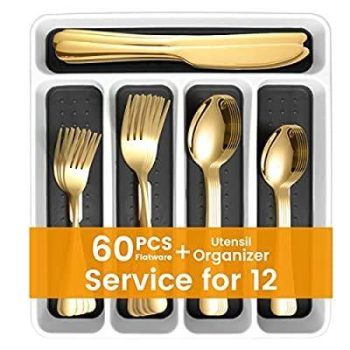 60 Piece Black Silverware Set￼