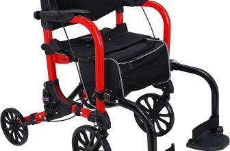  2 in 1 Rollator Walker with Seat & Transport Wheelchair￼