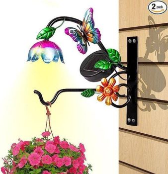 2 Pack Solar Garden Wall Decor Art Butterfly Plant Hanger Hooks￼