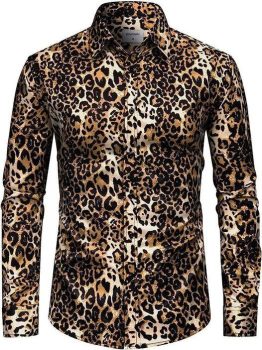 Men Leopard Button Down Shirts￼
