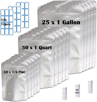 Mylar Bags for Food Storage 125Pack￼