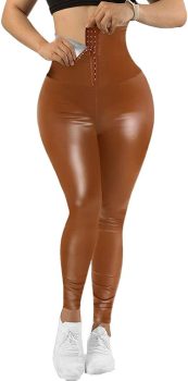  Women’s High Waist PU Leather Zipper Skinny Pants￼