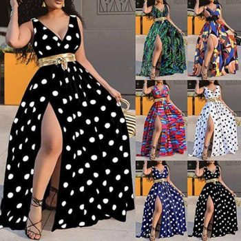 Summer Casual Boho High Split Maxi Dress