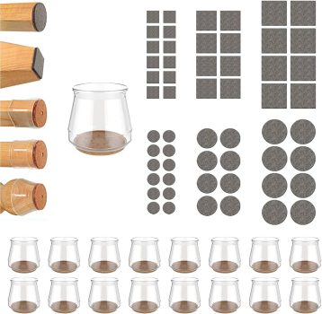 Clear Silicone Chair Leg Floor Protectors with Felt￼