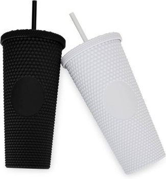 Studded Tumbler with Lid and Straw 24 oz –2pack
