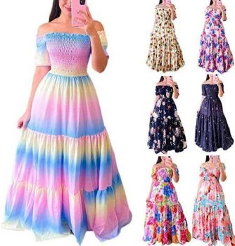 Women off shoulder floral dress￼