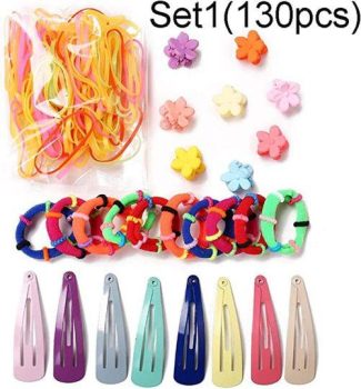 130 PCS Hair Ties Hair Clips Sets￼