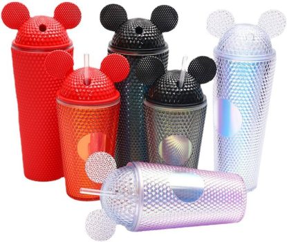Cute Reusable Plastic Cold Drink Cup With Lid And Straw￼