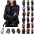 DOYIMBO Faux Leather Jackets for Women Fashion Zip Up Moto Biker Slim Short Coats Plus Size Lightweight Motorcycle Outwear