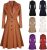 DealinM Womens Winter Solid Color Lapel Long Cardigan Button Up Slim Fit Tunic Jacket Pleated Dress Cardigan