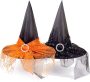 TUNKENCE 2PCS Halloween Witch Hats for Women Lace Hats Decoration Wizard Hat Costume Accessory for Party