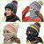 Women Winter Hat Scarf Mask 3 in 1 Fleece Lined Knitted Warm Beanies Hats Scarfs Set