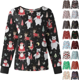 Nurse Jackets for Fun Scrubs Stretchy Long Sleeve Crew Neck Coats