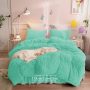 MUKKA 1pc Luxury Plush Shaggy Duvet Cover King Faux Fur Duvet Cover Aqua Green