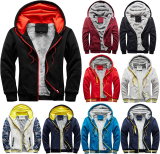Men’s Thermal Fleece Shacket Pullovers Winter Jackets Hooed Zipper Hoodies Sweatshirt Casual Faux Wool Warm Thick Coats