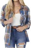 Womens Plaid Shirt Oversize Casual Shirts Tunic Button Down Boyfriend Shirt Jacket Long Sleeve Blouse Tops