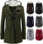 Xlnuln Womens Fashion Horn Button Fleece Thicken Coat
