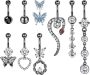 TEN MIRO 9PCS 14G Belly Button Rings Dangle