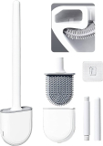 Toilet Brushs – Silicone Toilet Brush with Non-Slip Long Handle Cleaner Brush, Bathroom Toilet Brush Holder Set, Silicone Toilet Cleaning Brush for Deep-Cleaning