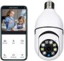 Wireless WiFi Light Bulb Camera Security Camera,1080P Pan Tilt Wireless 2.4Ghz 360 Degree E27 Panoramic IP Camera, Security Cameras with Vision Human Motion Detection and Alarm