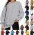 Women’s Oversized Sweatshirts Long Sleeve Solid Crew Neck Pullover Sweatshirt Casual Loose Hoodie Tops