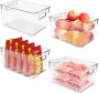 4PCS Large Stackable Food Clear Fridge Bins