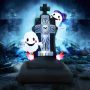PLTCAT Halloween 5Ft Lighted Inflatable Stacked Tombstone with Ghosts