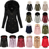 Winter Coats For Women With Fur Hood Thicken Fleece Lined Parkas Long Coats Oversized Warm Quilted Puffer Hooded Overcoat