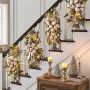 1pc Garland Stairs Front Door Decoration Christmas – Christmas Swag Wreaths for Front Door Holiday Wall Window Hanging Ornaments Cordless Decorations and Pendants for All Seasons