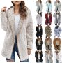 Winter Coats for Women Fuzzy Fleece Lapel Open Front Cardigan Sherpa Shacket Jackets Plus Size Sweatshirts Hooded Outerwears