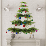 Mini DIY Wall-Mounted Christmas Tree with 30Pcs Decorative Balls Save Space in Smaller Homes