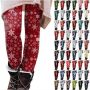 Swrowesi Women’s Christmas Print Plus Leggings Winter Warm Elastic High Waist Stretch Leggings Pants Yoga Slim Pant