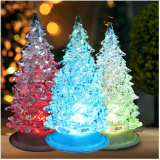 3 Pcs Lighted Christmas Tree Colorful LED Acrylic Night Light Christmas Decoration Table Top Christmas Trees Holiday Decoration Multicolored Light Up Glitter Tabletop Figurine