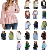 Womens Chiffon Shirts Blouse Long Sleeve 
