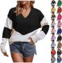 Women’s V Neck Long Sleeve Pullover Sweater
