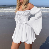 OLOPE Women’s Winter Chiffon Dress Sexy Off Shoulder 