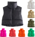 Women’s Winter Crop Vest Vintage Lightweight