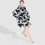 Oversized Winter Warm Fluffy Cow Print Wearable Blanket