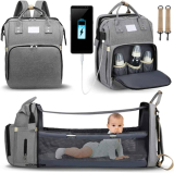 3 in 1 Diaper Bag Backpack Nappy Bag Changing Station