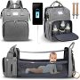 3 in 1 Diaper Bag Backpack Nappy Bag Changing Station