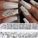 12 Grid Nail Rhinestones Set