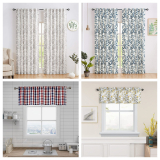  Amzdecor boho Paisley Linen Textured Curtains